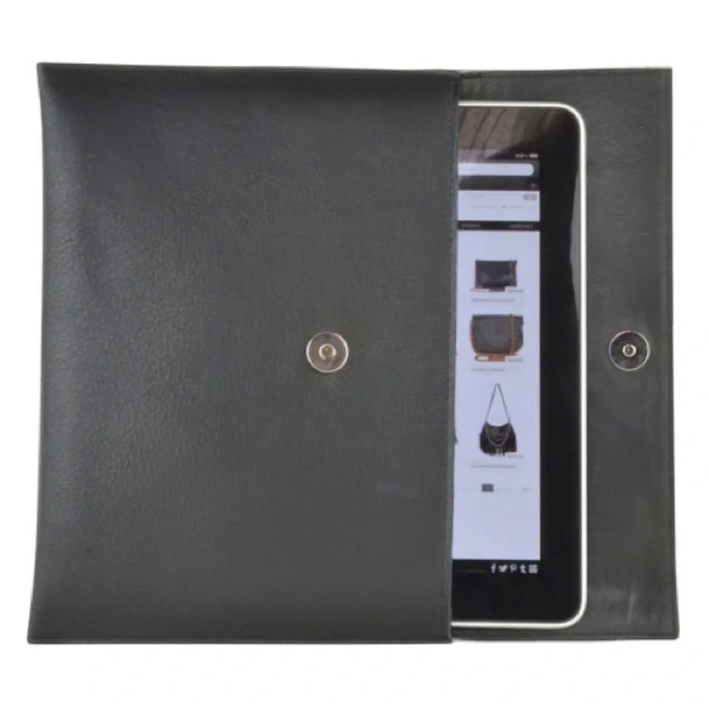 J.J. Winters Black Leather Billie Tech Case/ Clutch